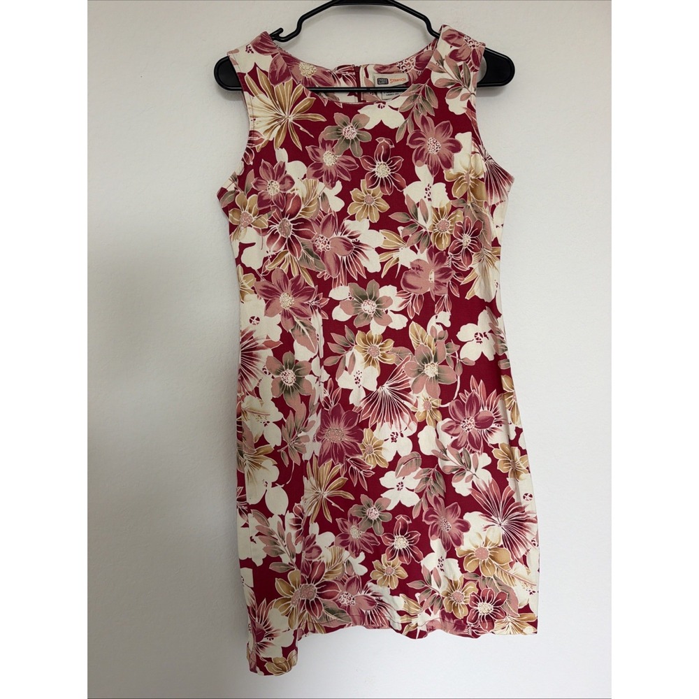 Vintage Y2K 90s Faded Glory Floral Sheath Dress Womens 8 M Stretch Knee Length